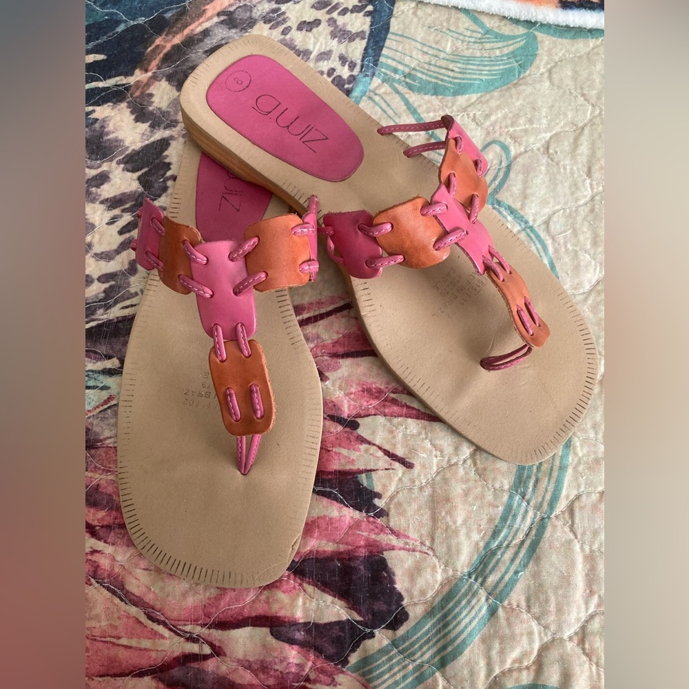 Pink and Orange Women's Sandals